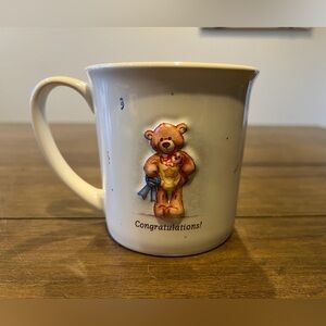 Vintage 80's GUND Teddy Bear Congratulations Coffee Mug 3D